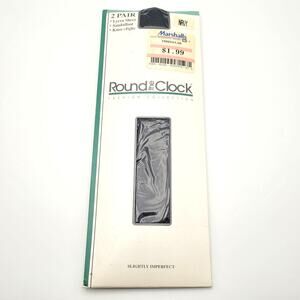 Vintage Round the Clock Knee-Highs Sheer Navy Hosiery 2 pair Size 8-11